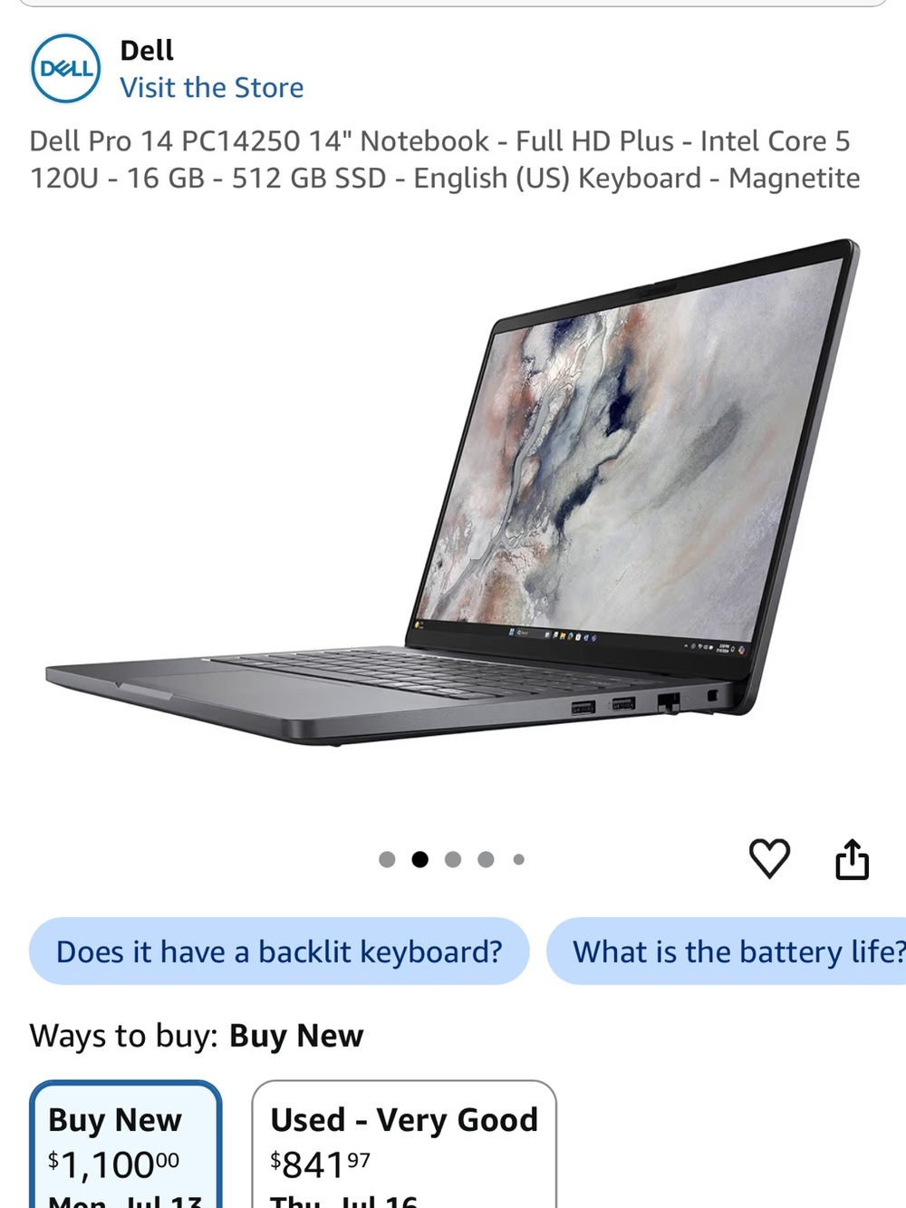 NEW IN BOX Dell Pro 14 PC14250 14" Notebook - Slate Gray